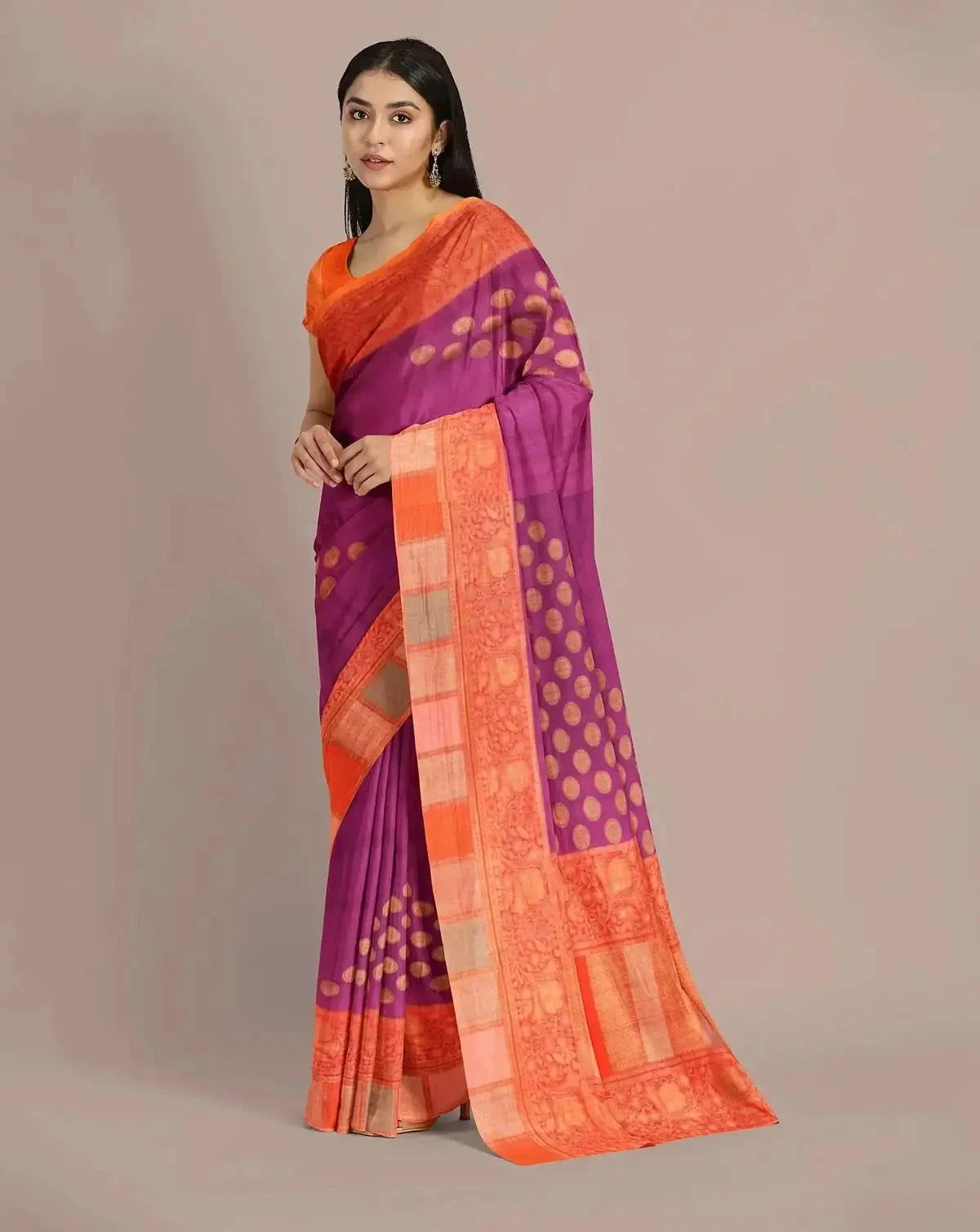 Purple Handloom Tussar Georgette - Pallodstore