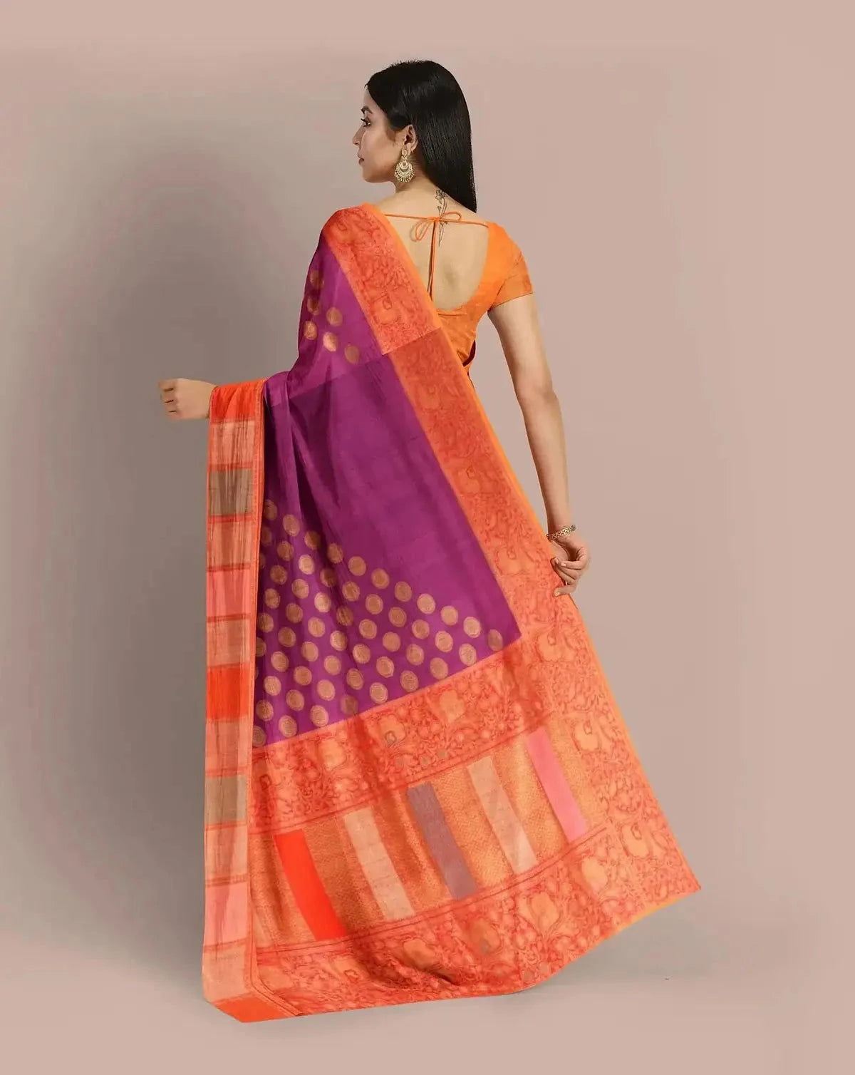 Purple Handloom Tussar Georgette - Pallodstore