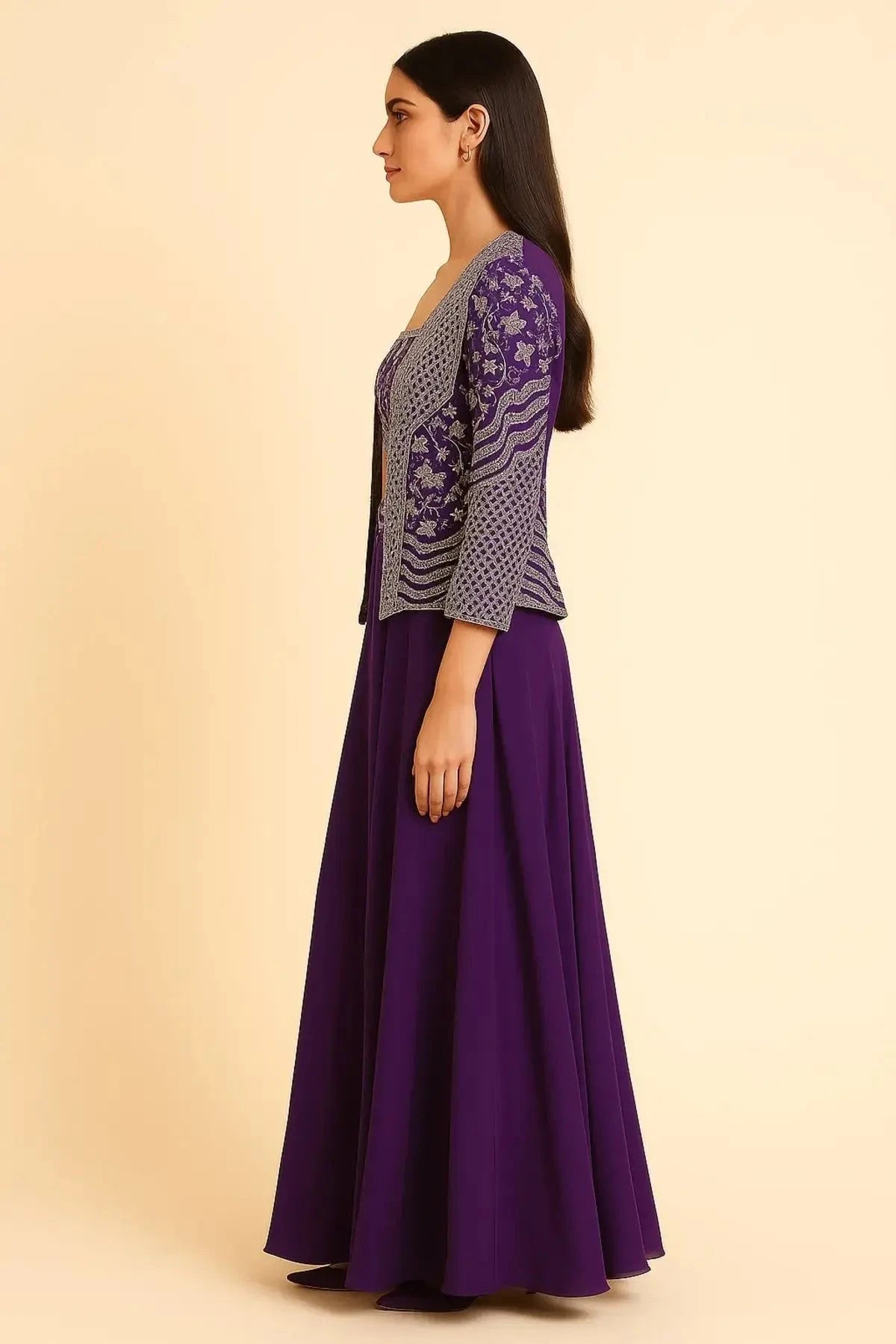 Purple Jacket Blouse Indo Western - Pallodstore
