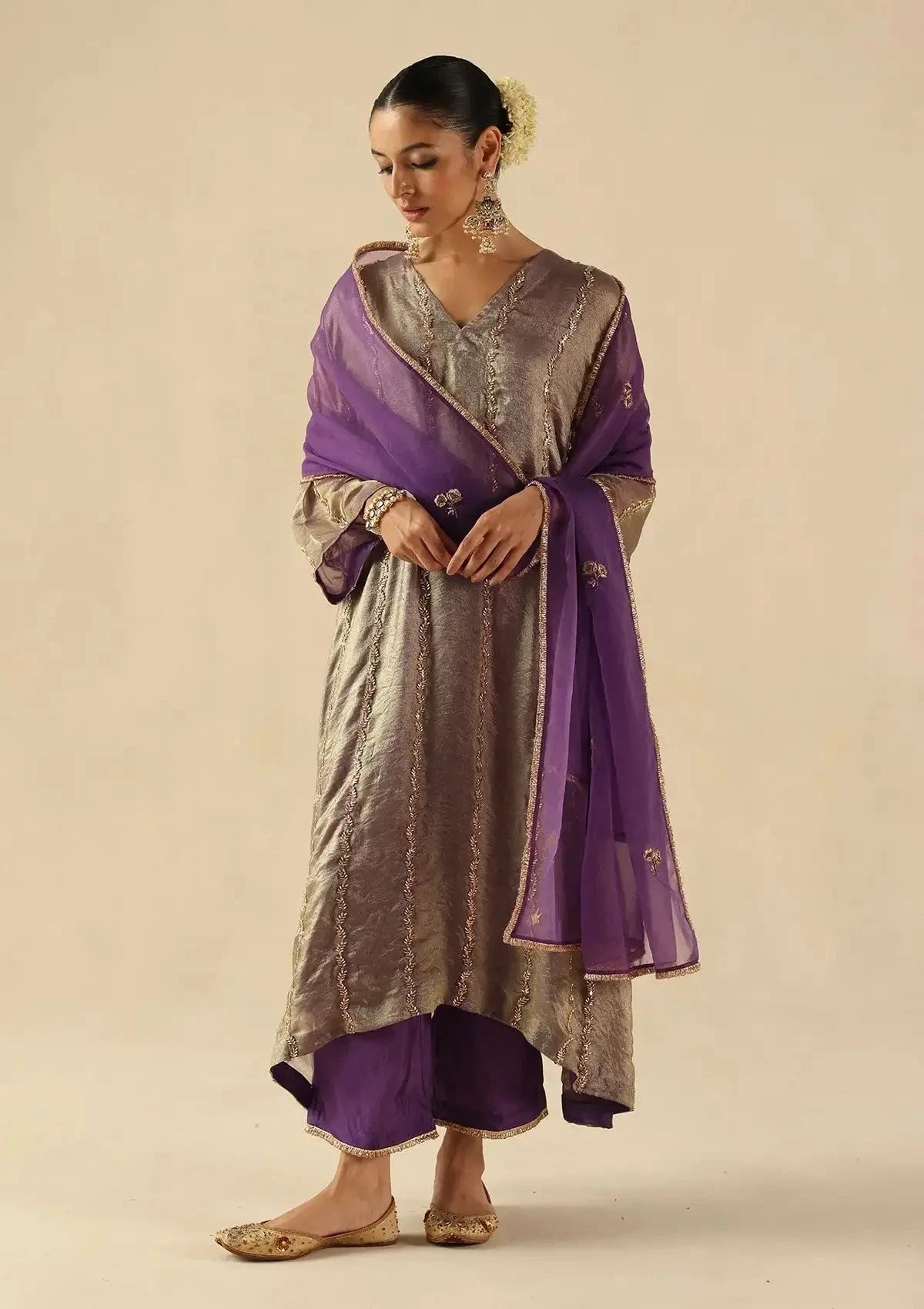 Purple Jhoomar Kurta Set - Pallodstore