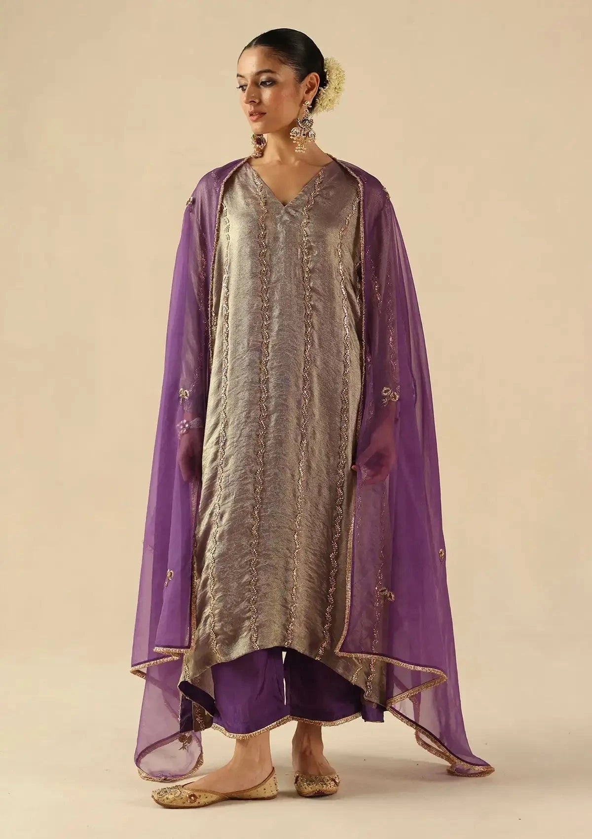 Purple Jhoomar Kurta Set - Pallodstore
