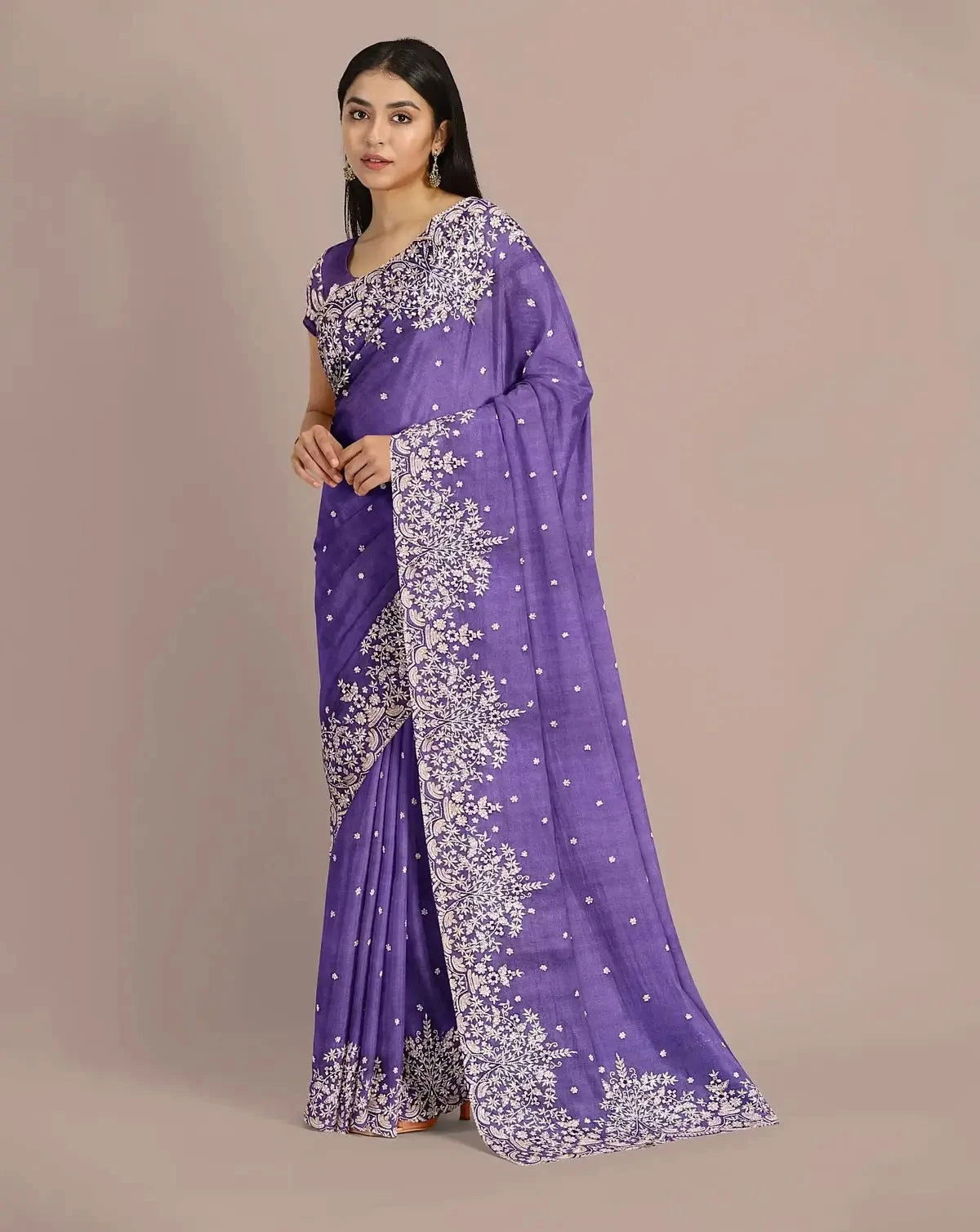Purple Organza Saree - Pallodstore
