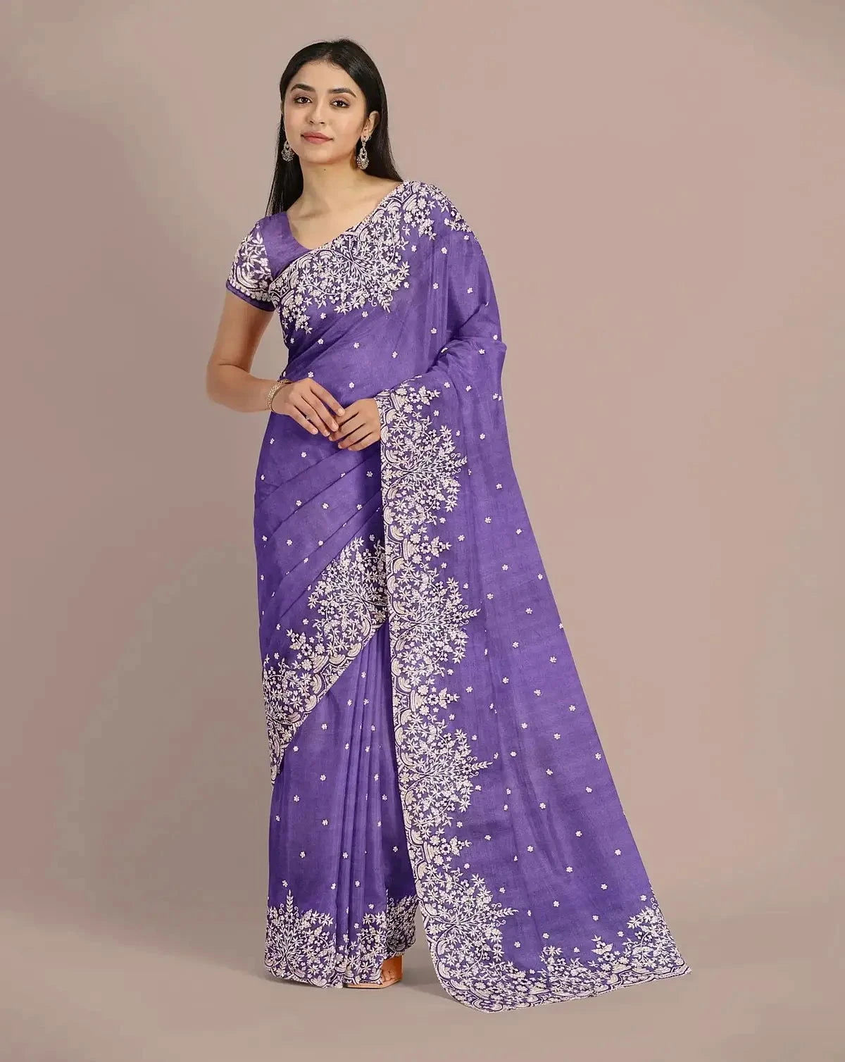 Purple Organza Saree - Pallodstore