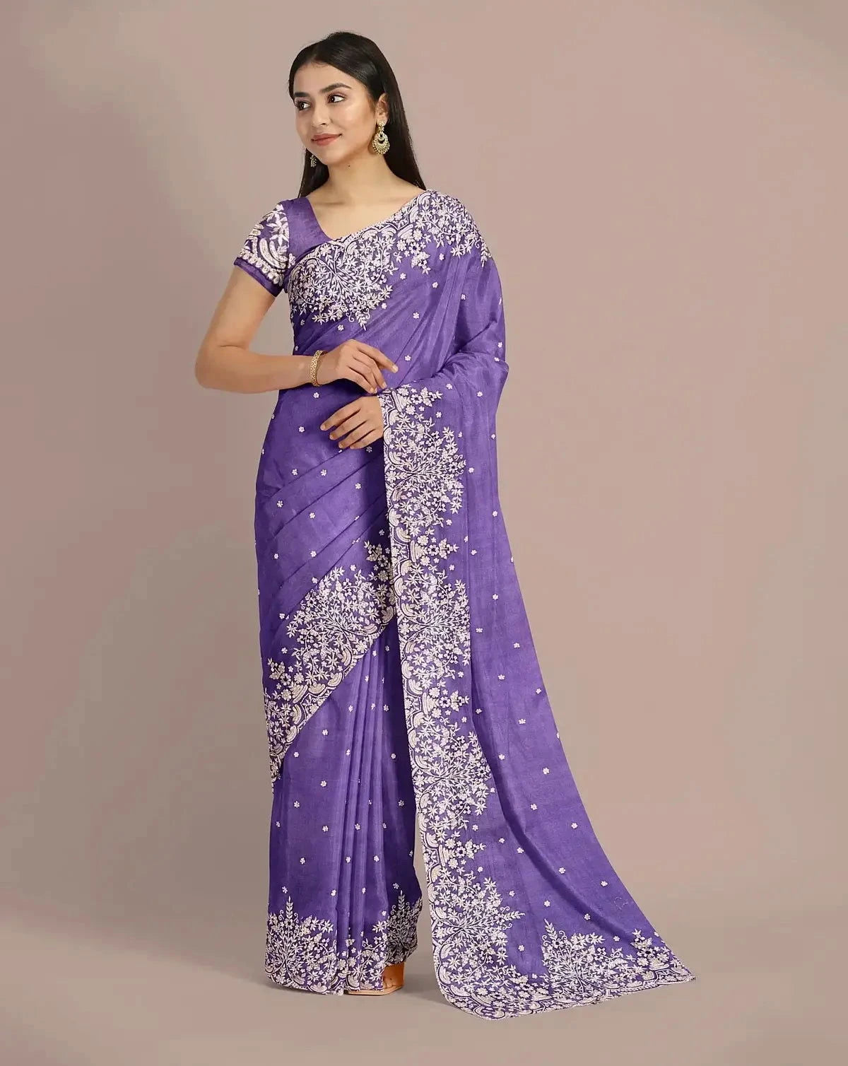 Purple Organza Saree - Pallodstore