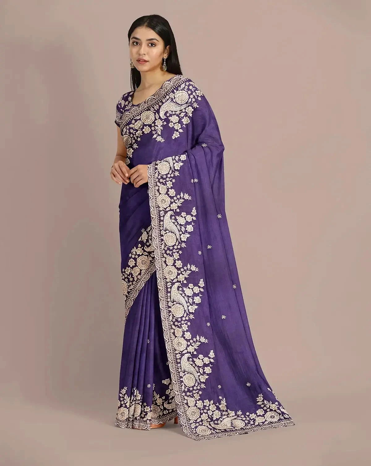 Purple Organza Saree - Pallodstore