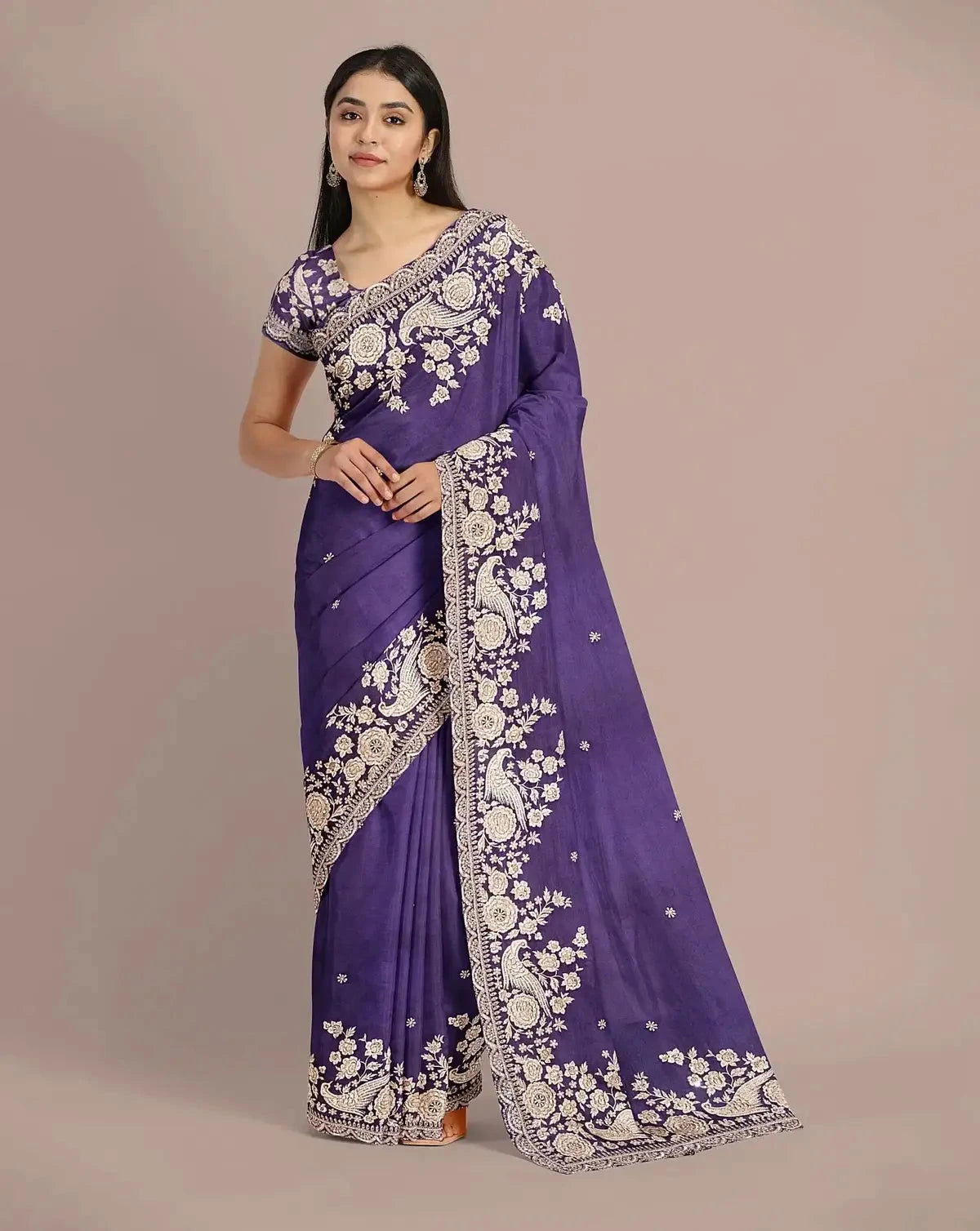 Purple Organza Saree - Pallodstore