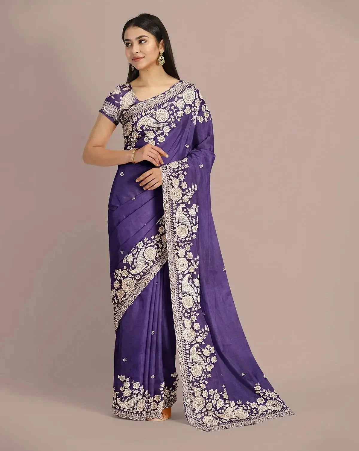 Purple Organza Saree - Pallodstore