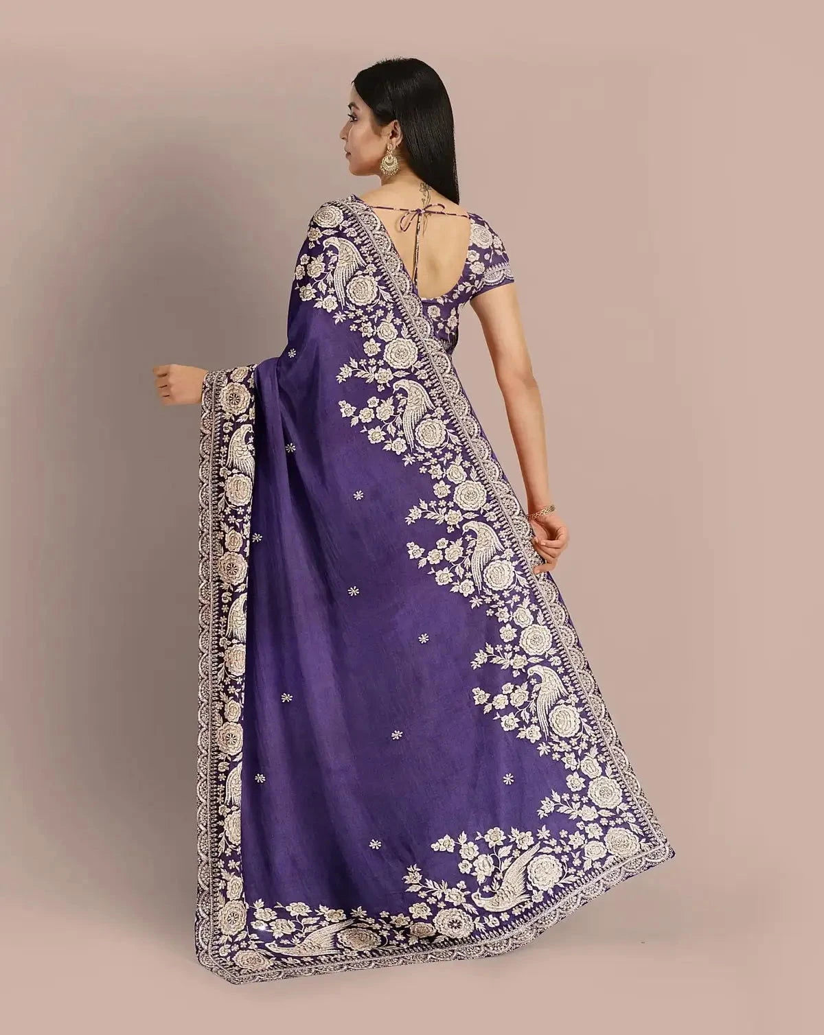 Purple Organza Saree - Pallodstore