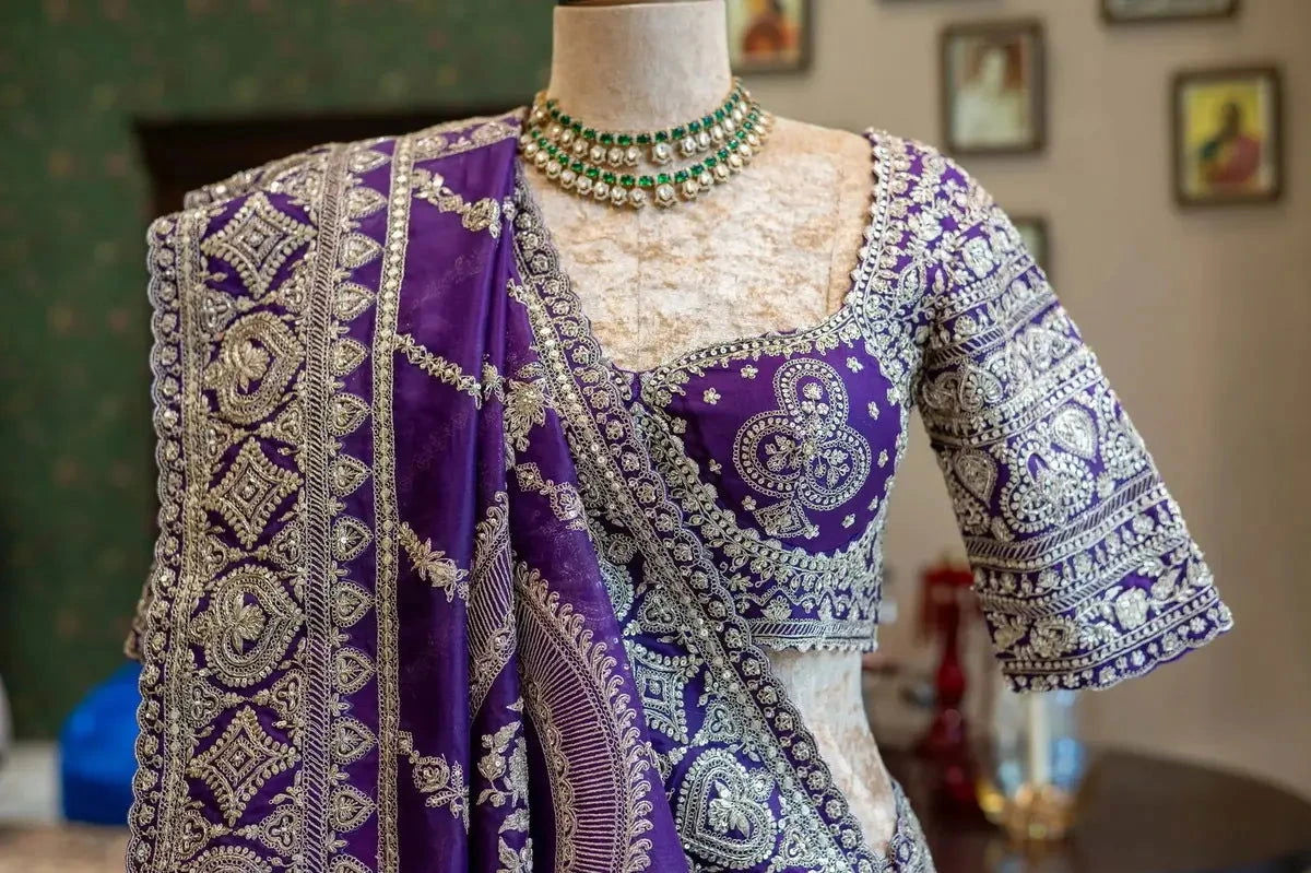 Purple Organza Saree - Pallodstore