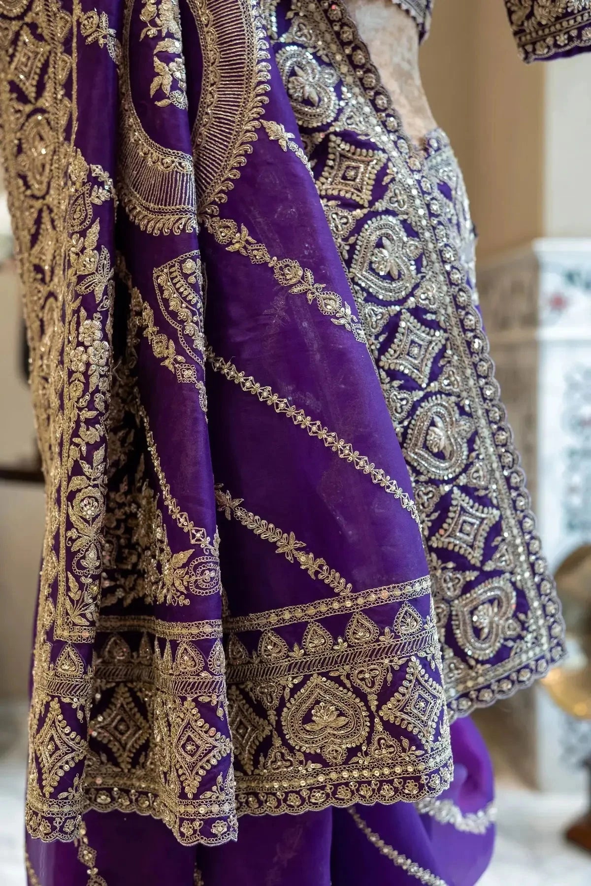 Purple Organza Saree - Pallodstore