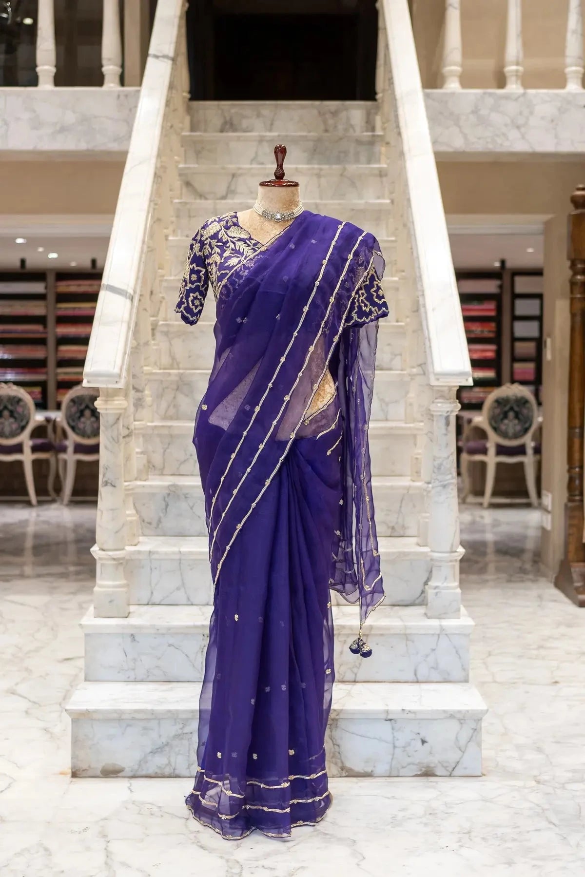 Purple Organza Saree - Pallodstore