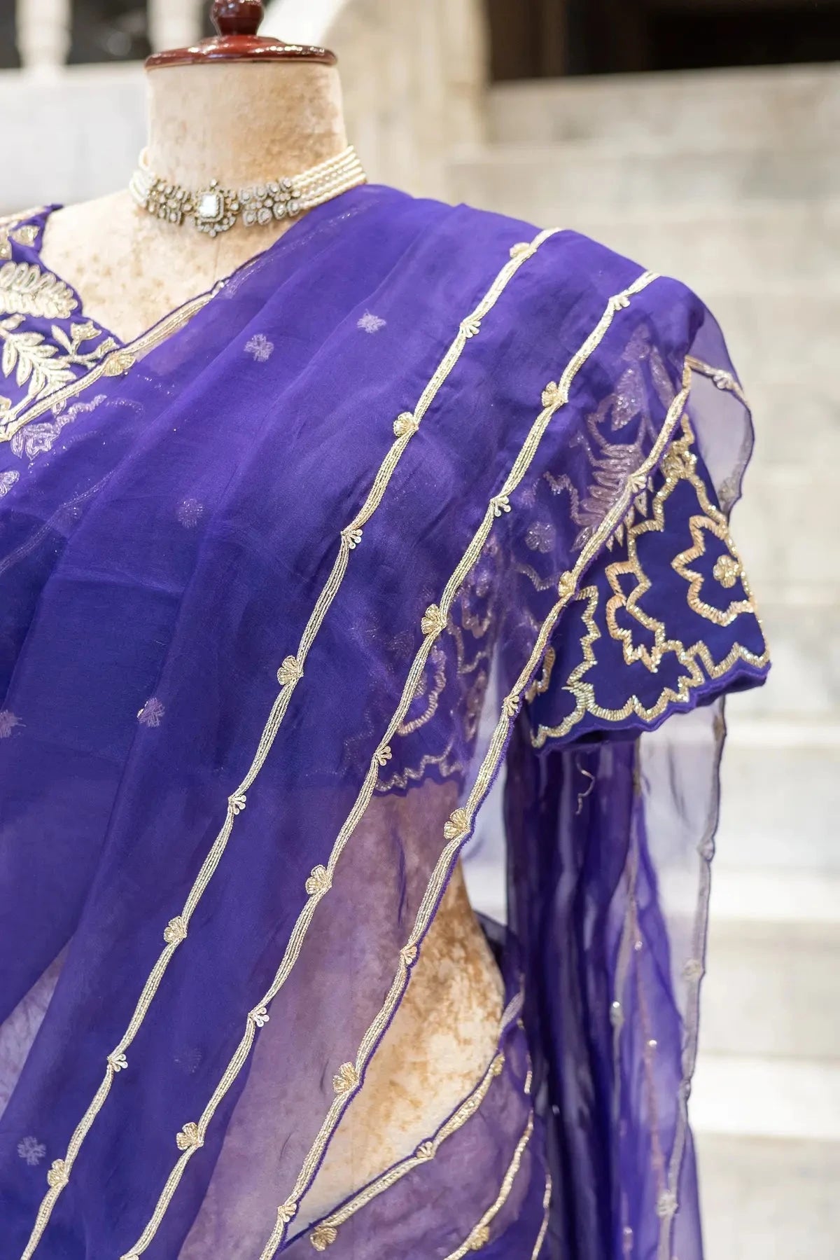 Purple Organza Saree - Pallodstore
