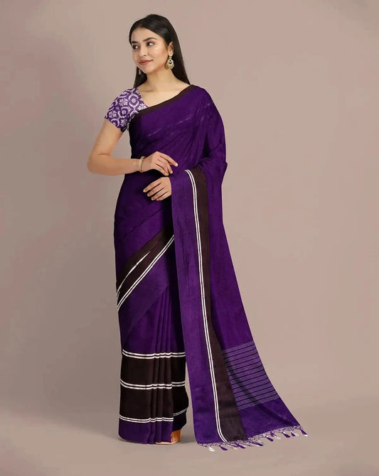 Purple Satin Banarasi saree - Pallodstore