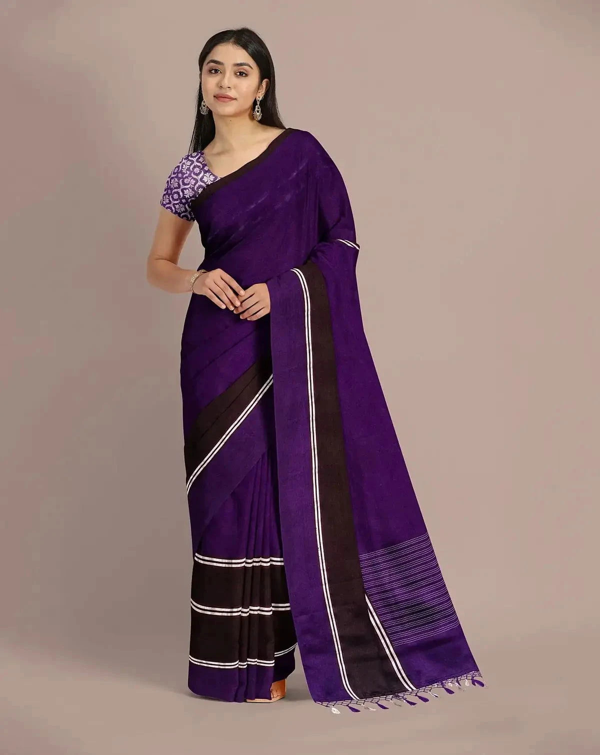 Purple Satin Banarasi saree - Pallodstore