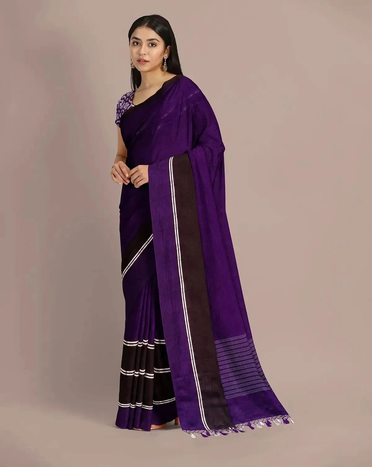 Purple Satin Banarasi saree - Pallodstore