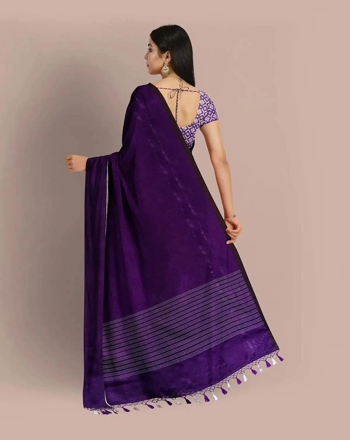 Purple Satin Banarasi saree - Pallodstore