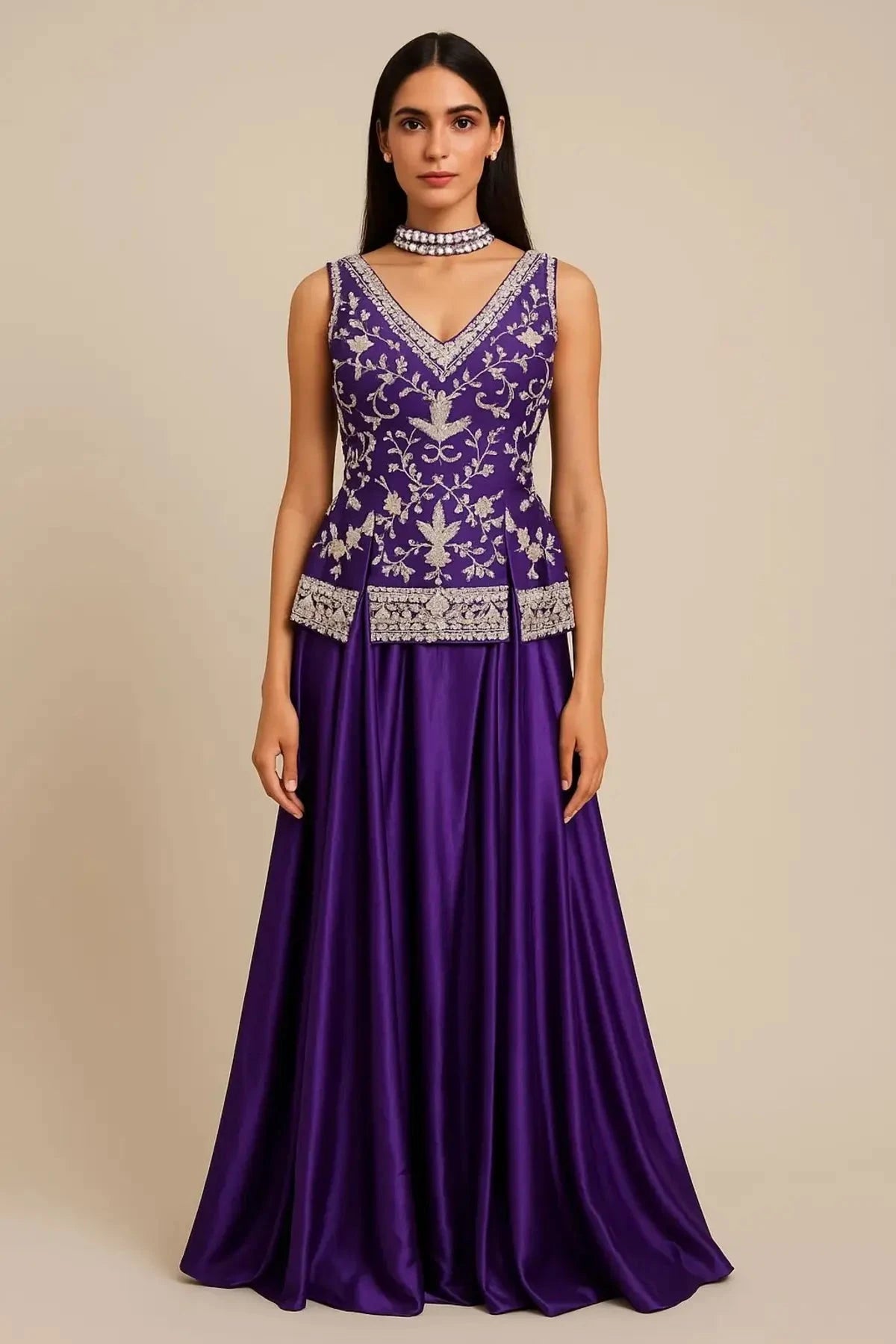 Purple Short Kurta With Flared Palazzo - Pallodstore