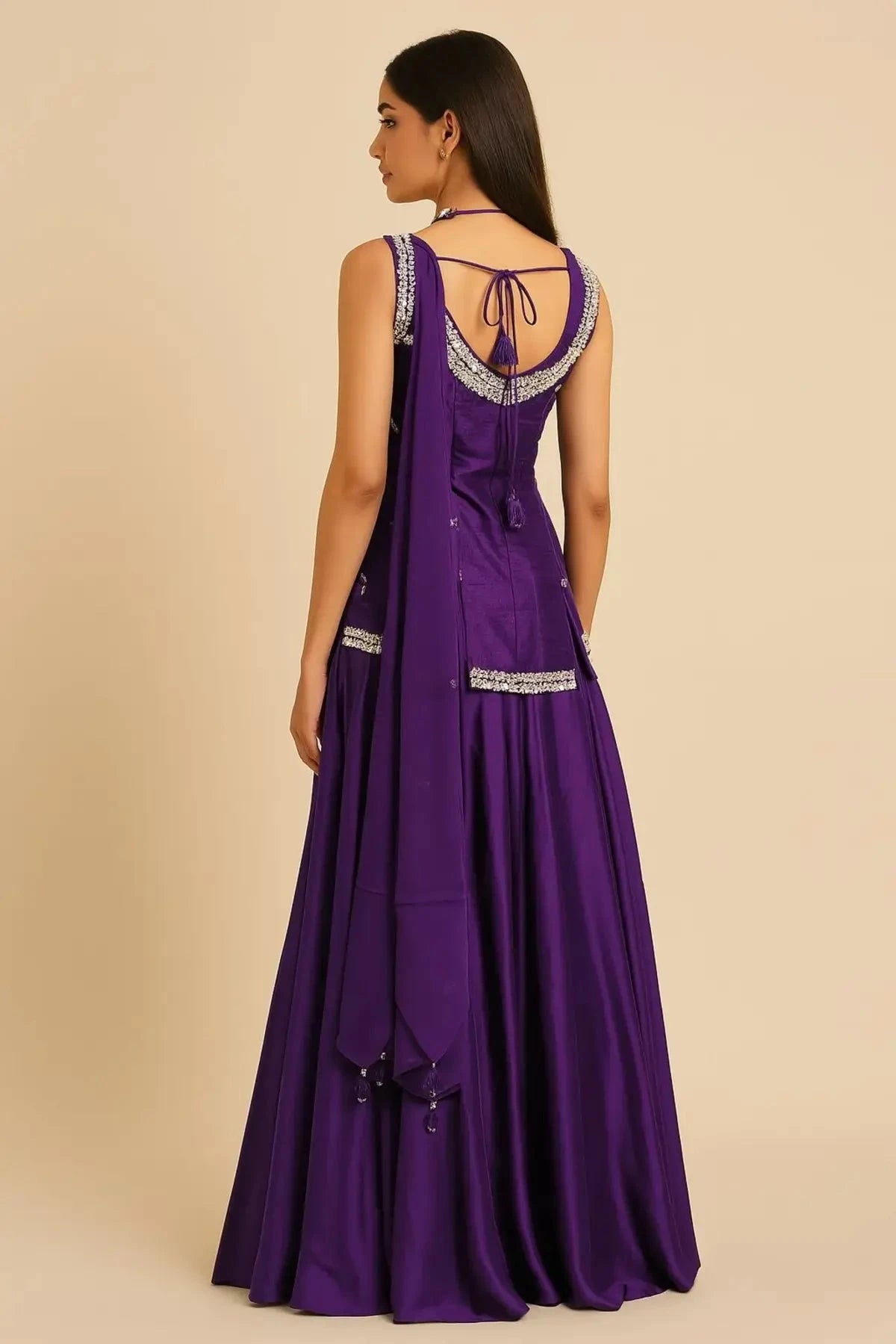 Purple Short Kurta With Flared Palazzo - Pallodstore