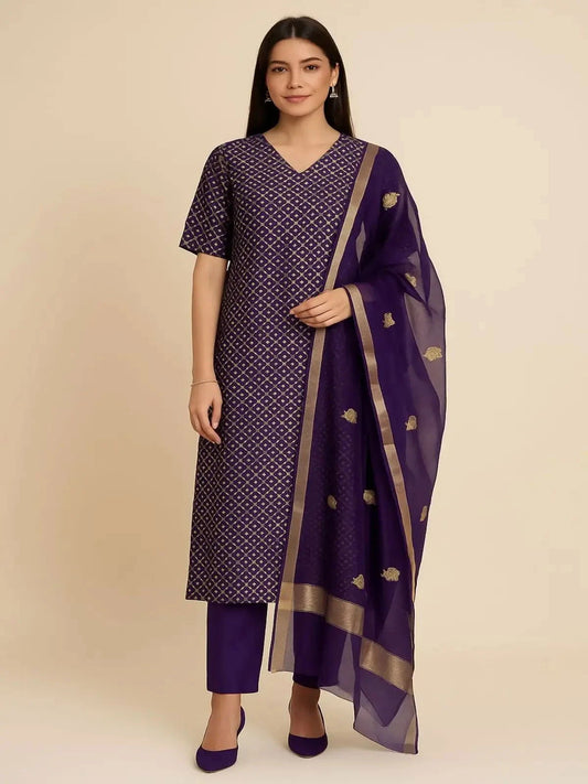 Purple Straight Line Suit - Pallodstore