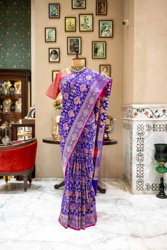 Purple Uppada Banarasi Silk Saree - Pallodstore