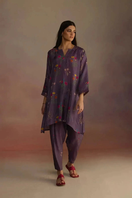 Purple Zaira Long Kurta Set - Pallodstore