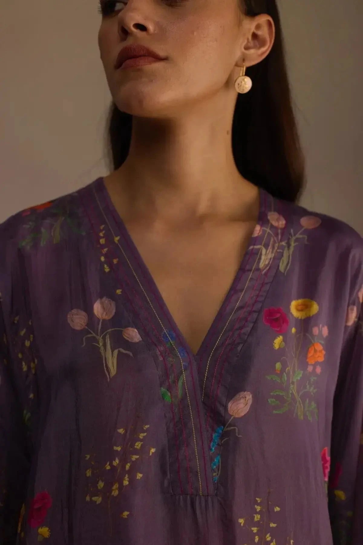Purple Zaira Long Kurta Set - Pallodstore