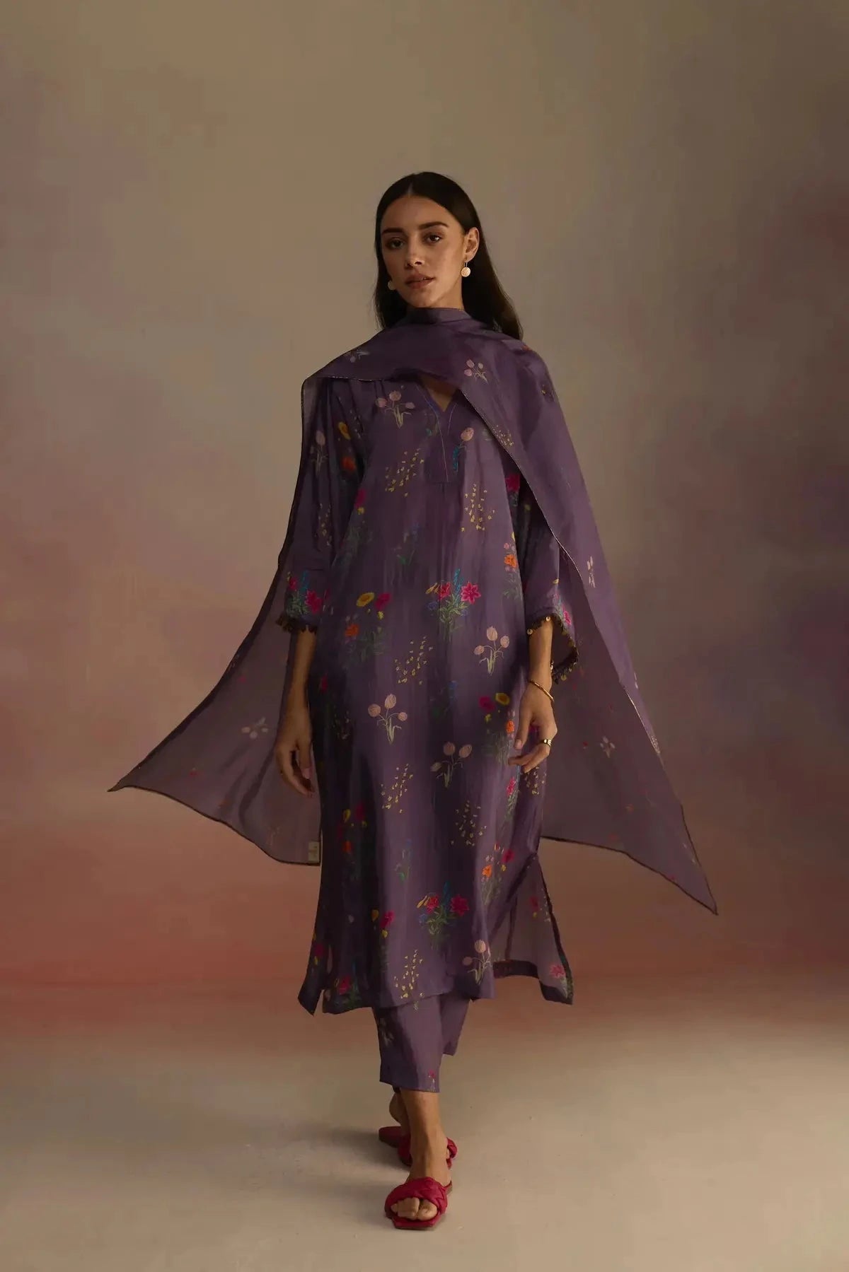 Purple Zaira Long Kurta Set - Pallodstore