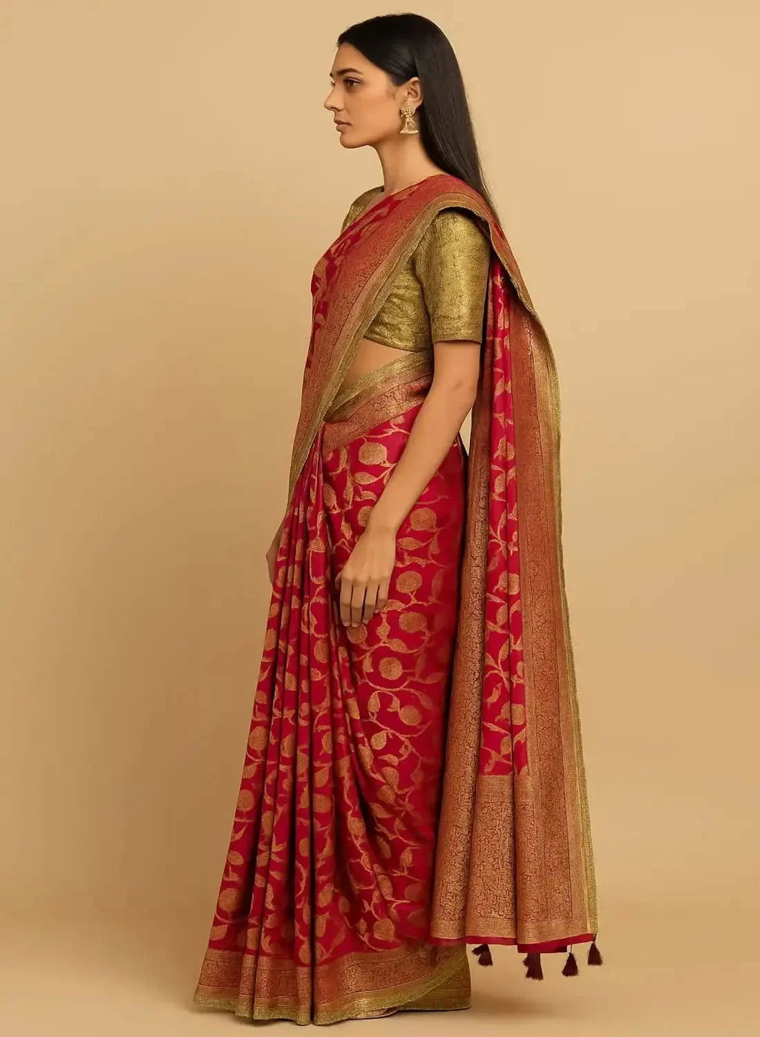 Rani Pink Crepe Silk Saree - Pallodstore