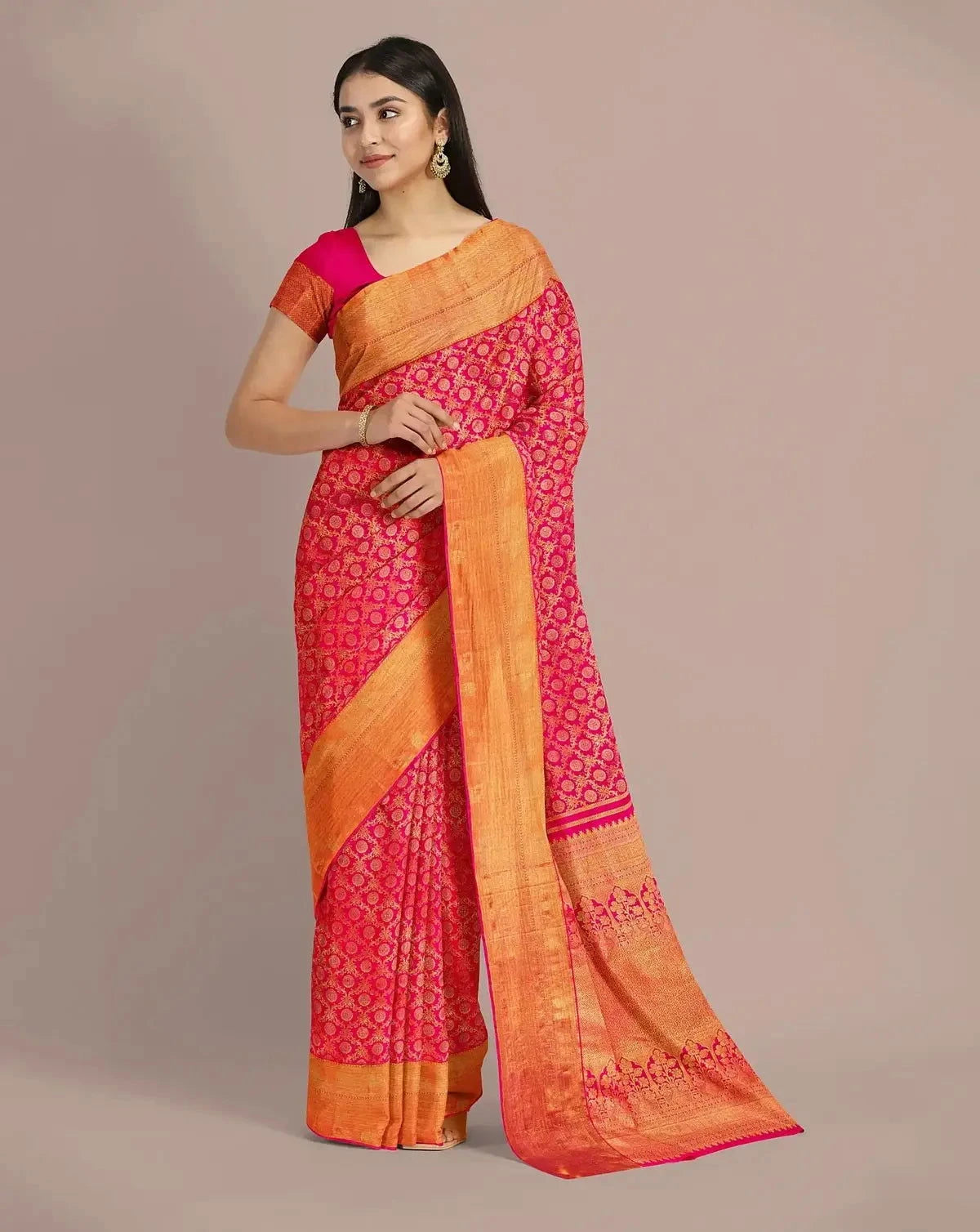 Rani Pink Kanjivaram Saree - Pallodstore