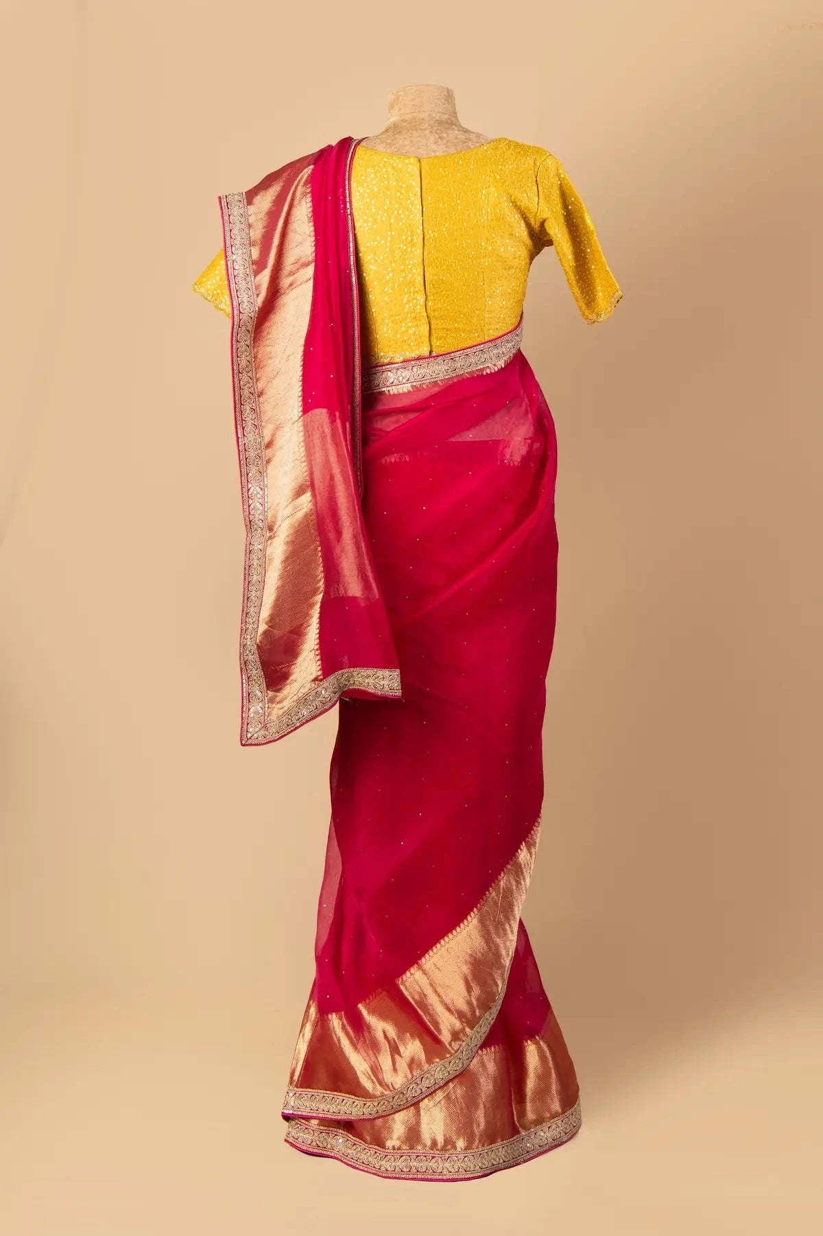 Rani Pink Organza Saree - Pallodstore