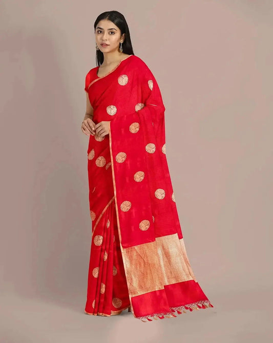 Red Banarasi Silk Saree - Pallodstore