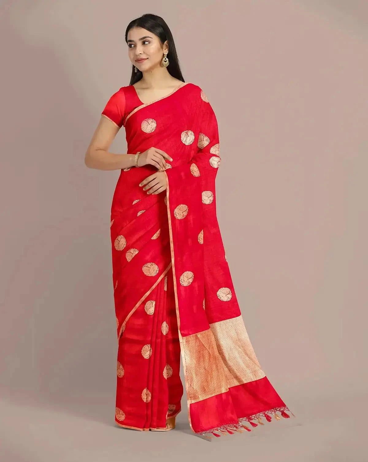 Red Banarasi Silk Saree - Pallodstore