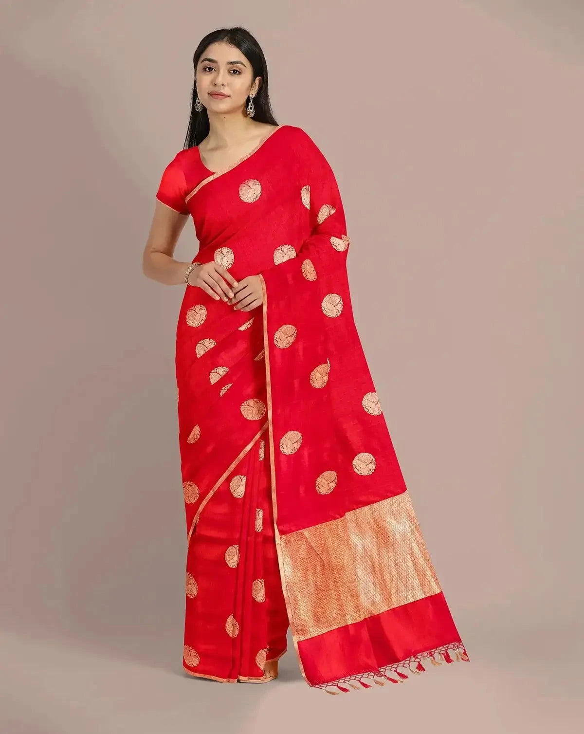 Red Banarasi Silk Saree - Pallodstore