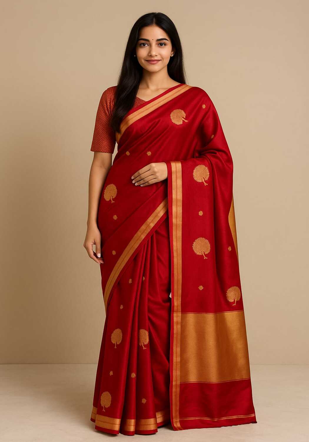 Red Banarasi Silk Saree - Pallodstore