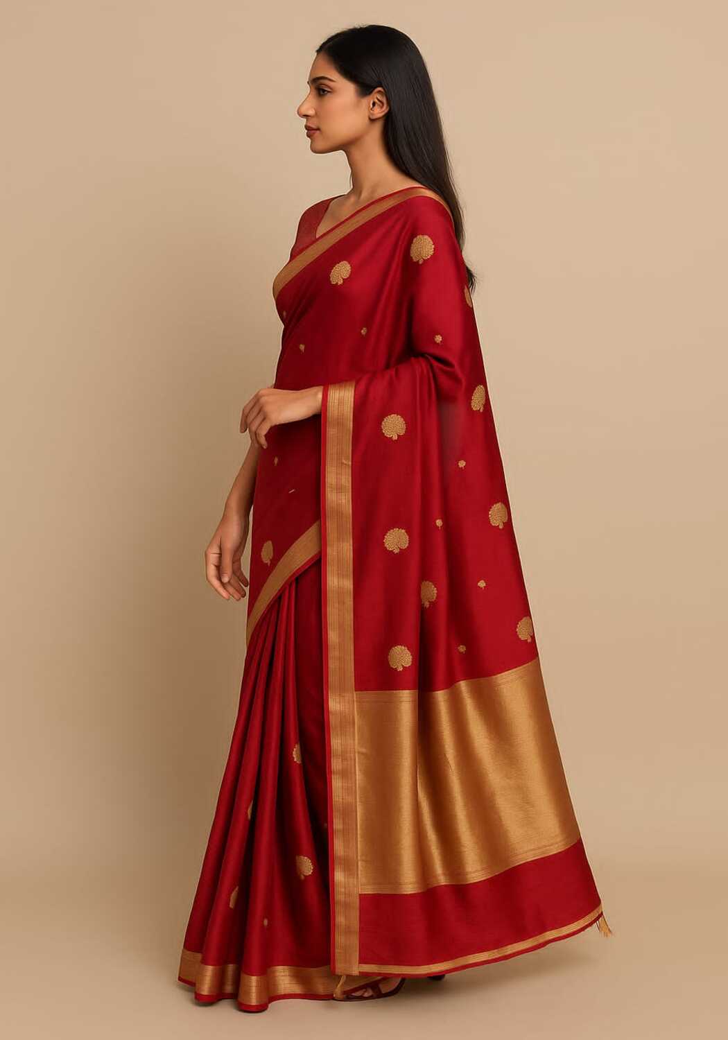 Red Banarasi Silk Saree - Pallodstore