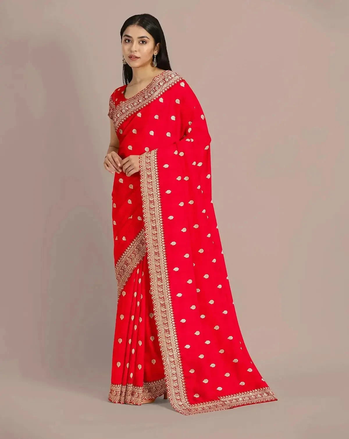 Red Banarasi Silk Upada saree - Pallodstore