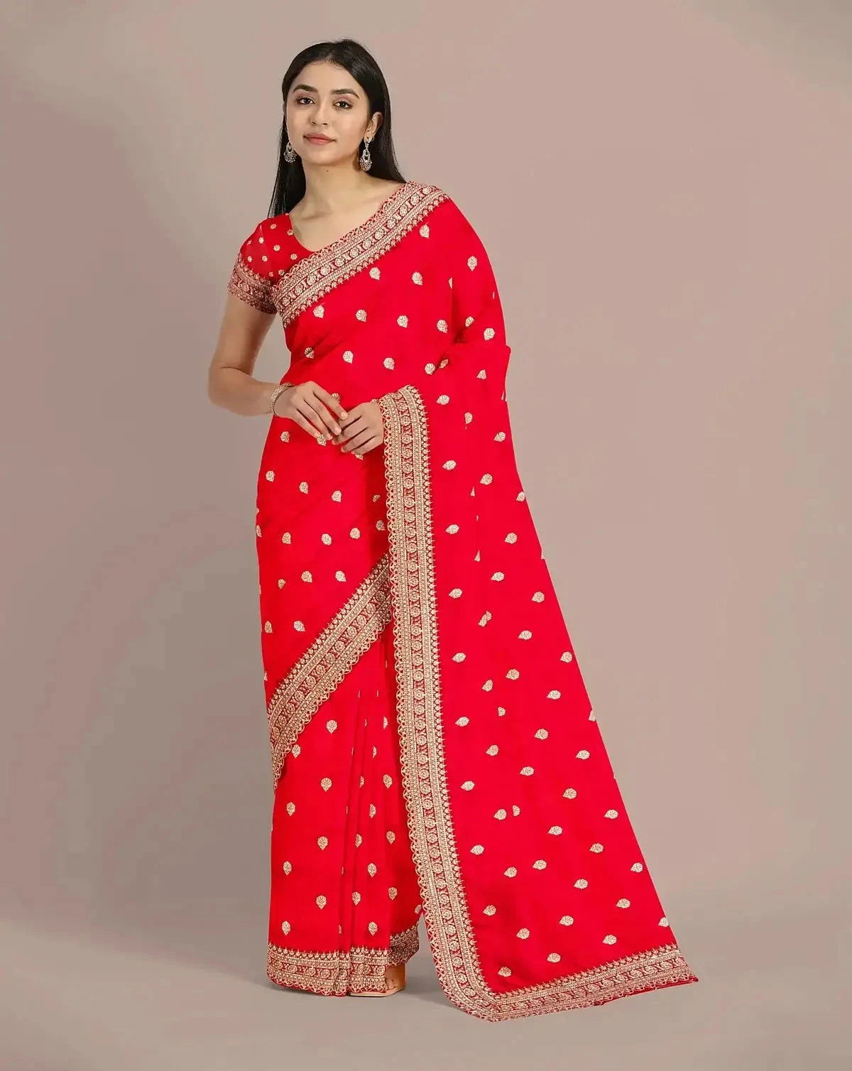 Red Banarasi Silk Upada saree - Pallodstore