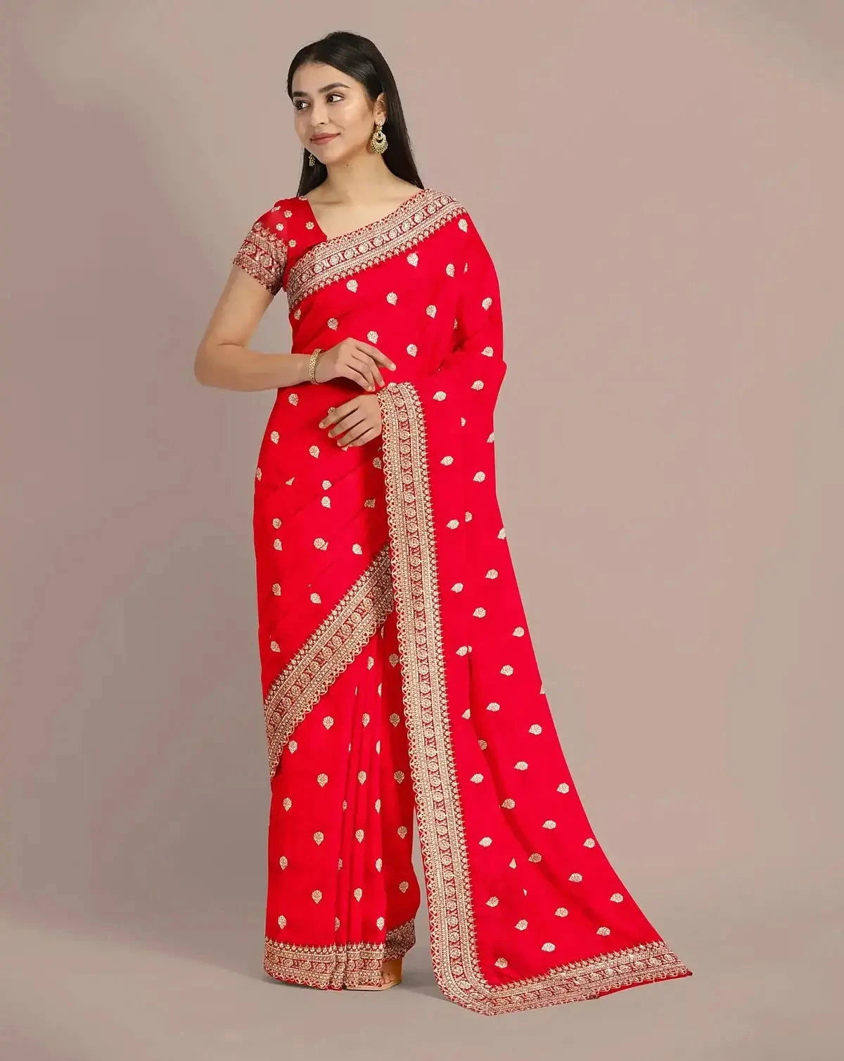 Red Banarasi Silk Upada saree - Pallodstore