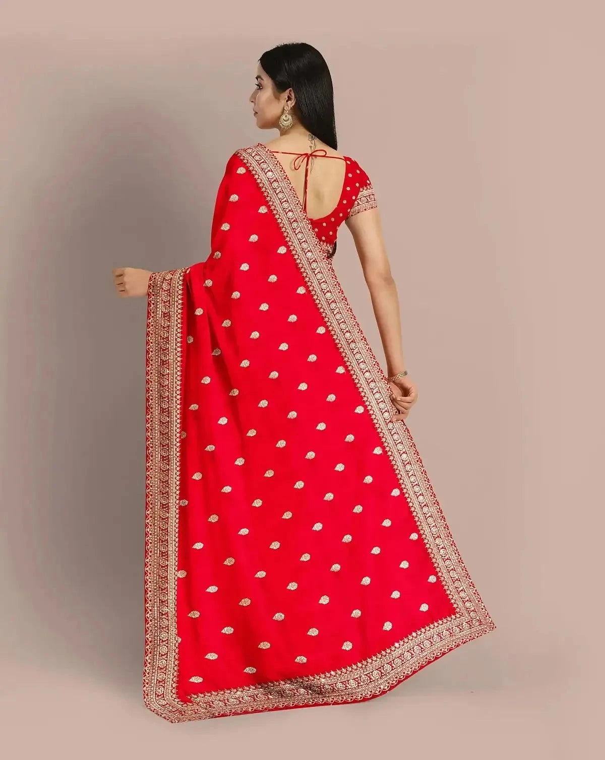 Red Banarasi Silk Upada saree - Pallodstore