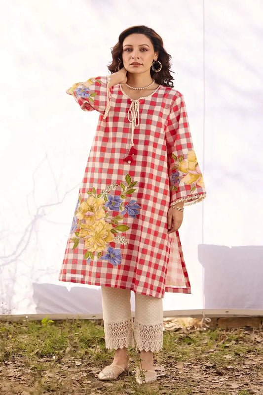 Red Chanderi Patchwork Set - Pallodstore