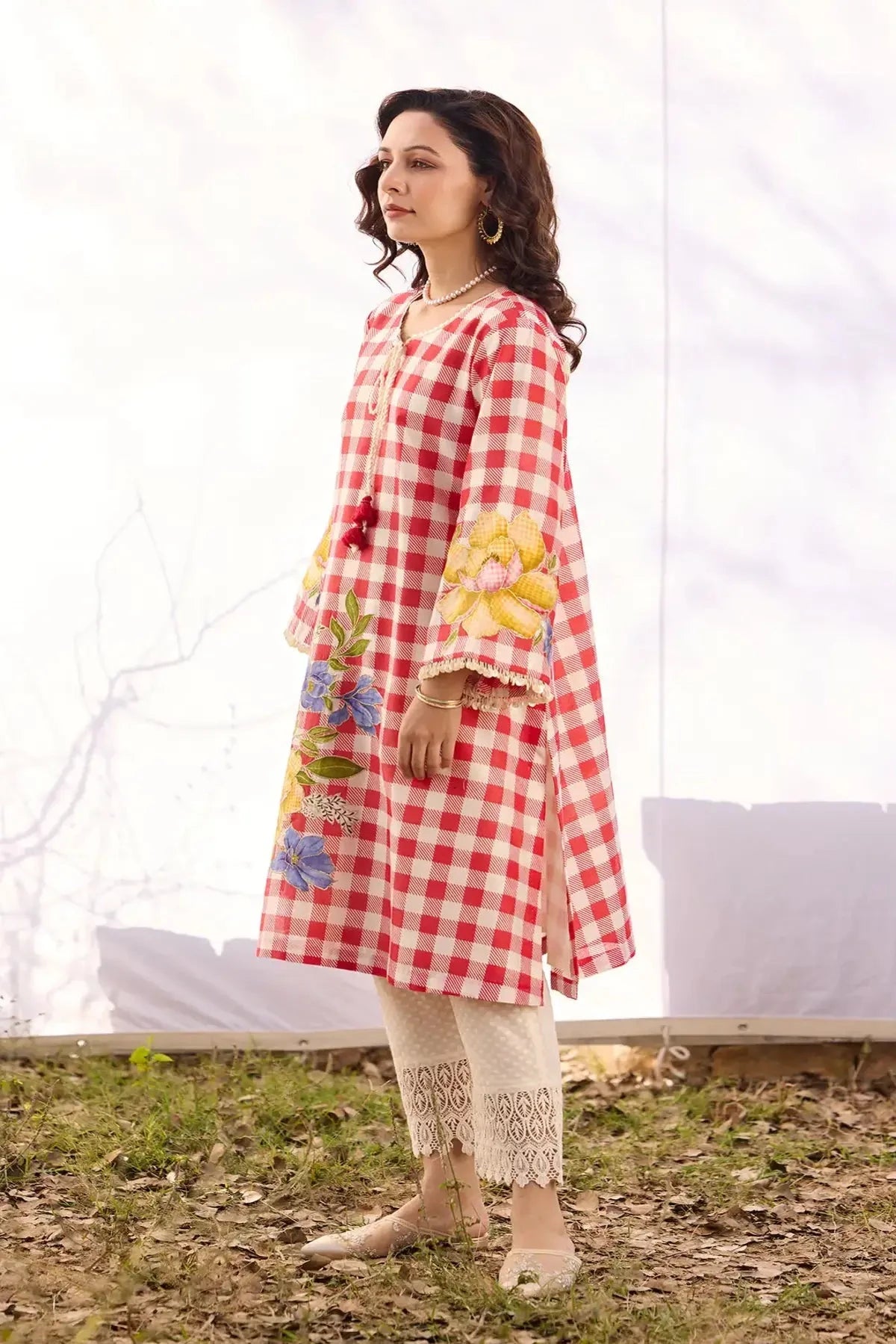 Red Chanderi Patchwork Set - Pallodstore