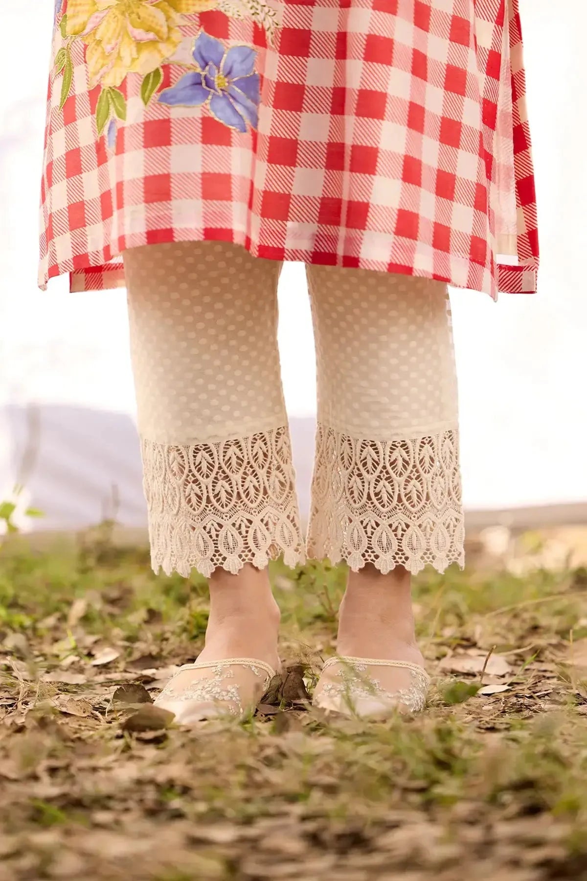 Red Chanderi Patchwork Set - Pallodstore