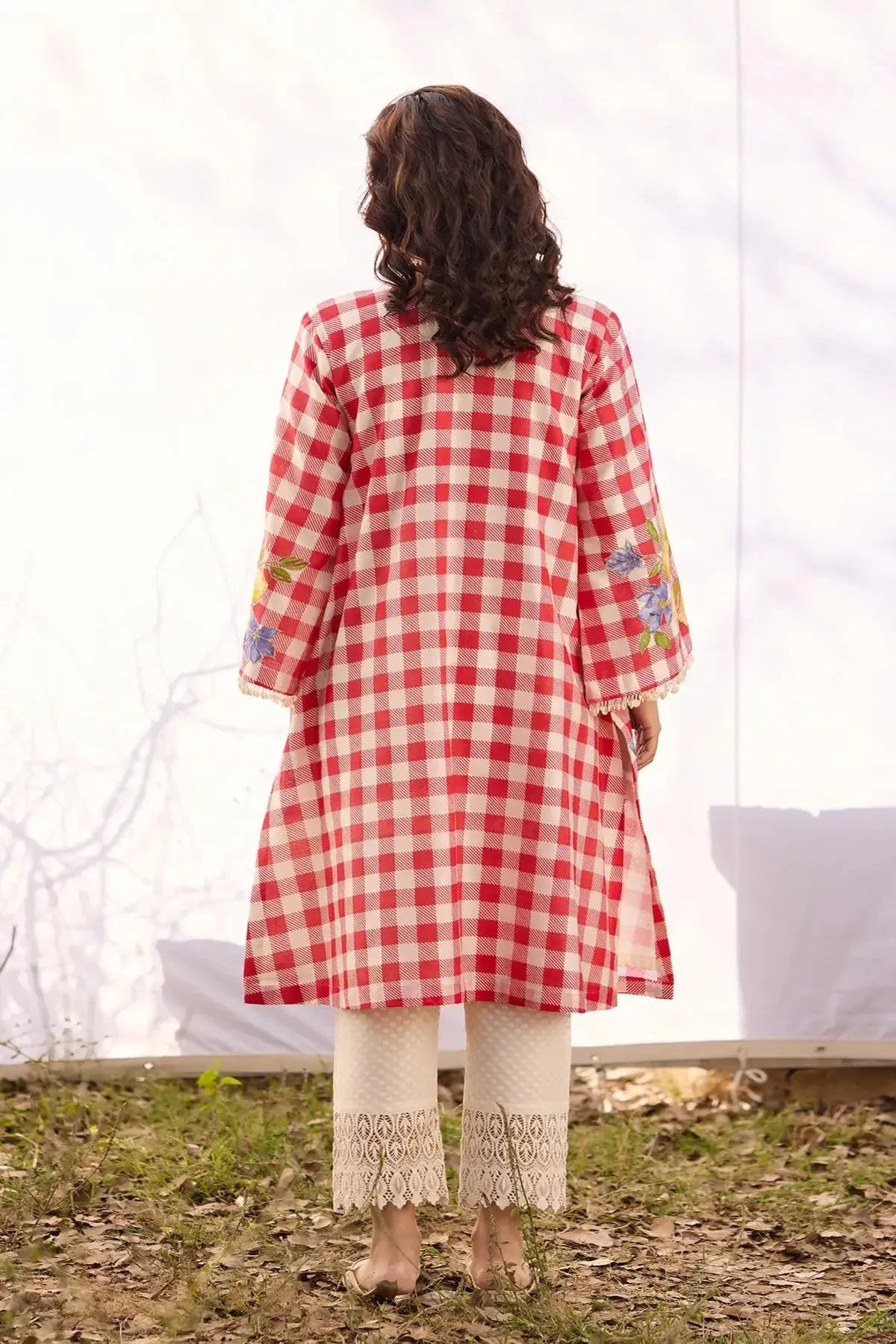 Red Chanderi Patchwork Set - Pallodstore