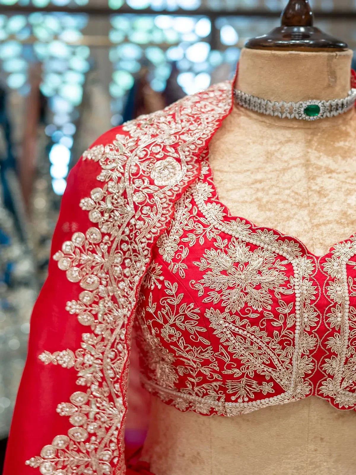 Red Indo-Western Cape Blouse And Palazzo - Pallodstore