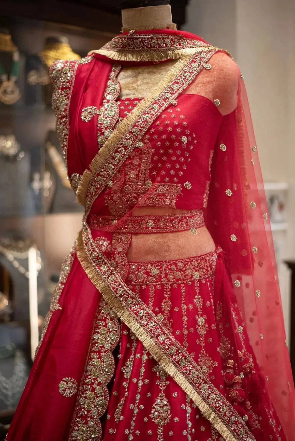 Red Silk Bridal Lehenga - Pallodstore