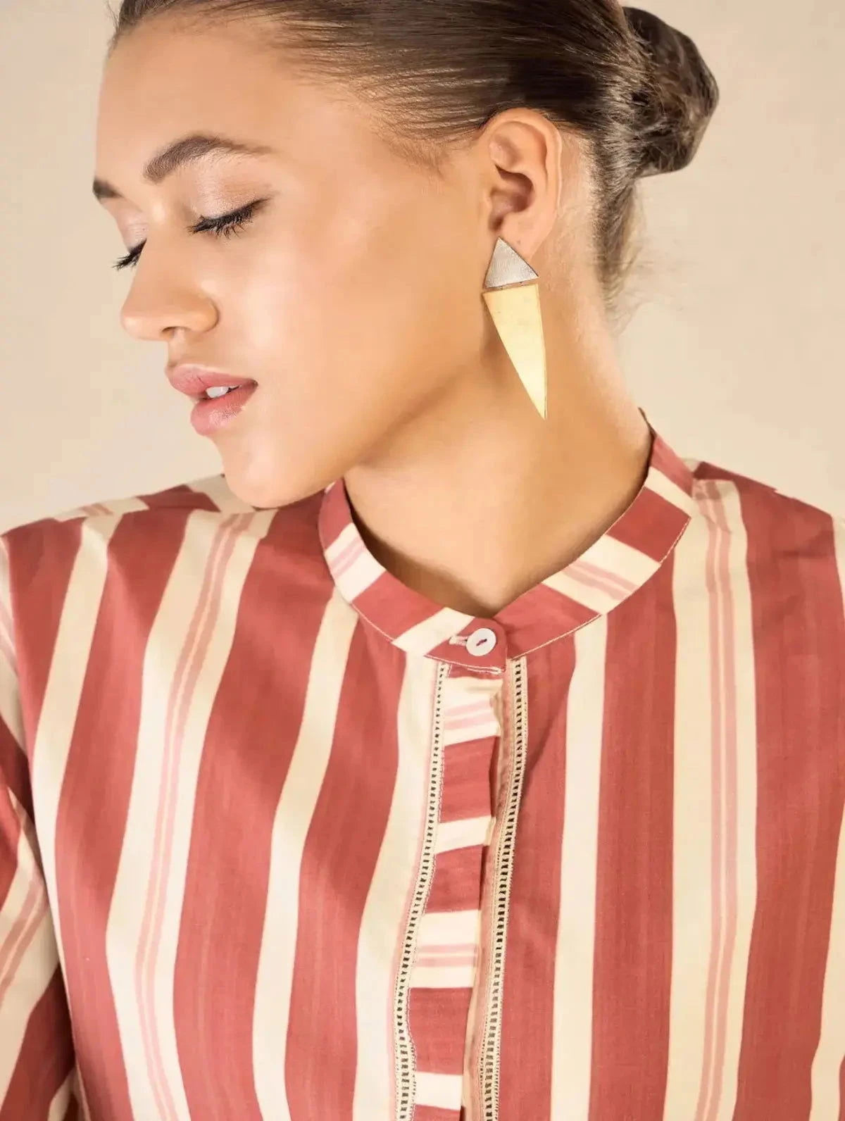 Red Stripe Long Shirt CO-Ord Set - Pallodstore