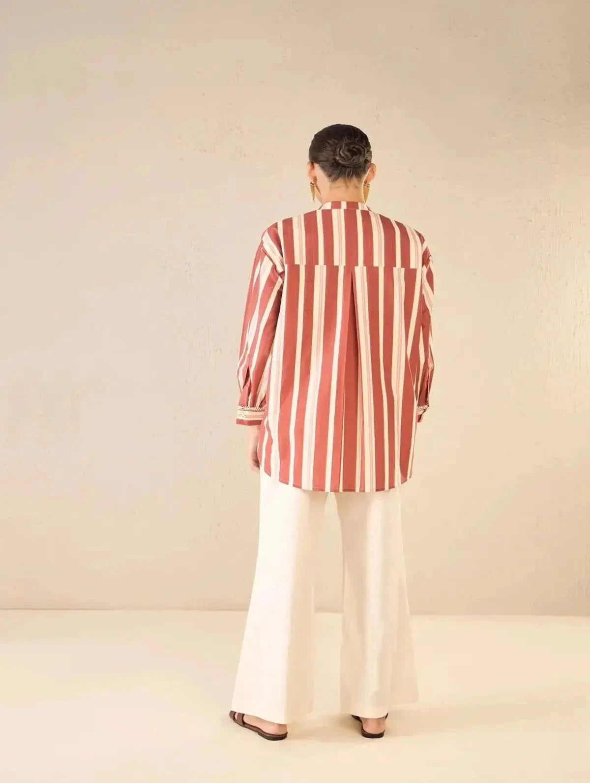 Red Stripe Long Shirt CO-Ord Set - Pallodstore