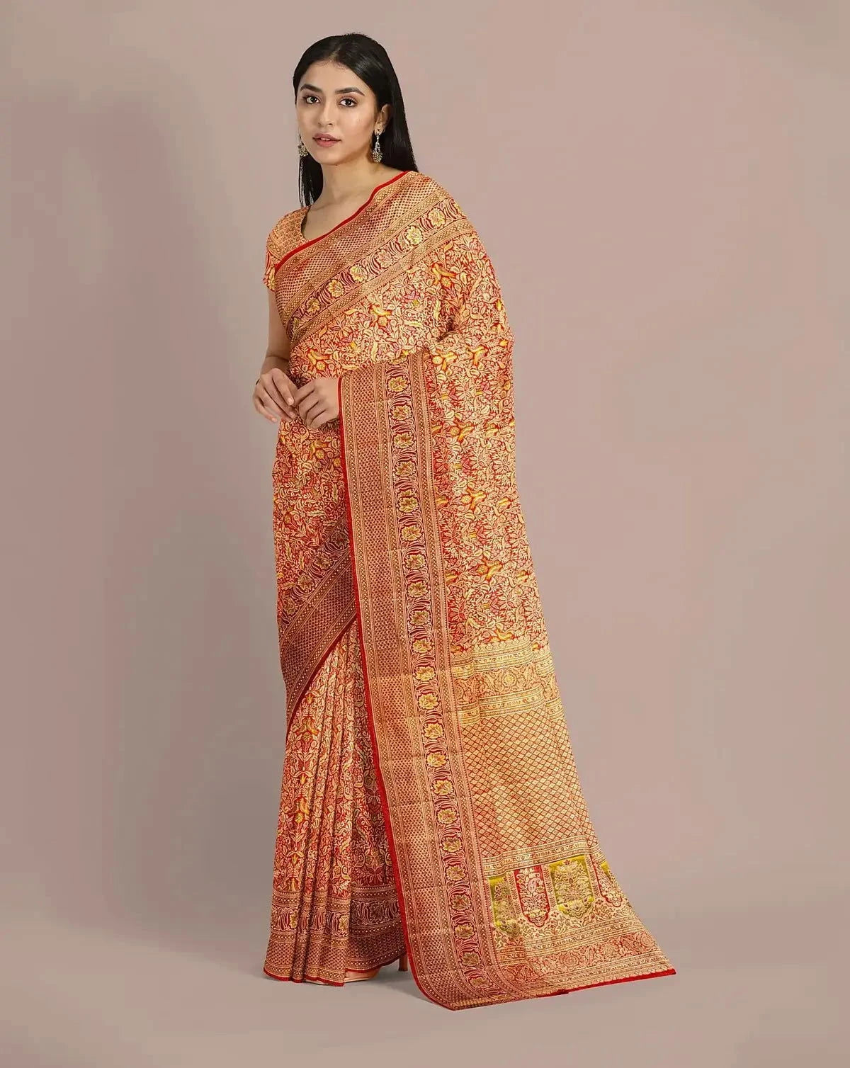 Red Tissue Kanjivaram Saree - Pallodstore