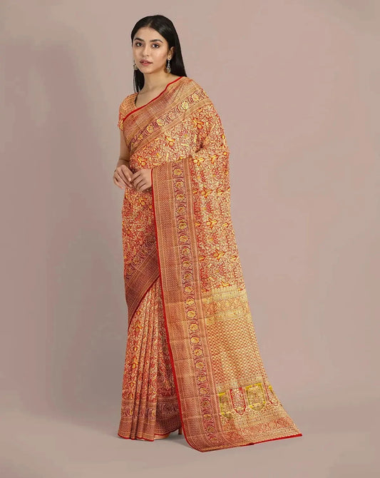 Red Tissue Kanjivaram Saree - Pallodstore