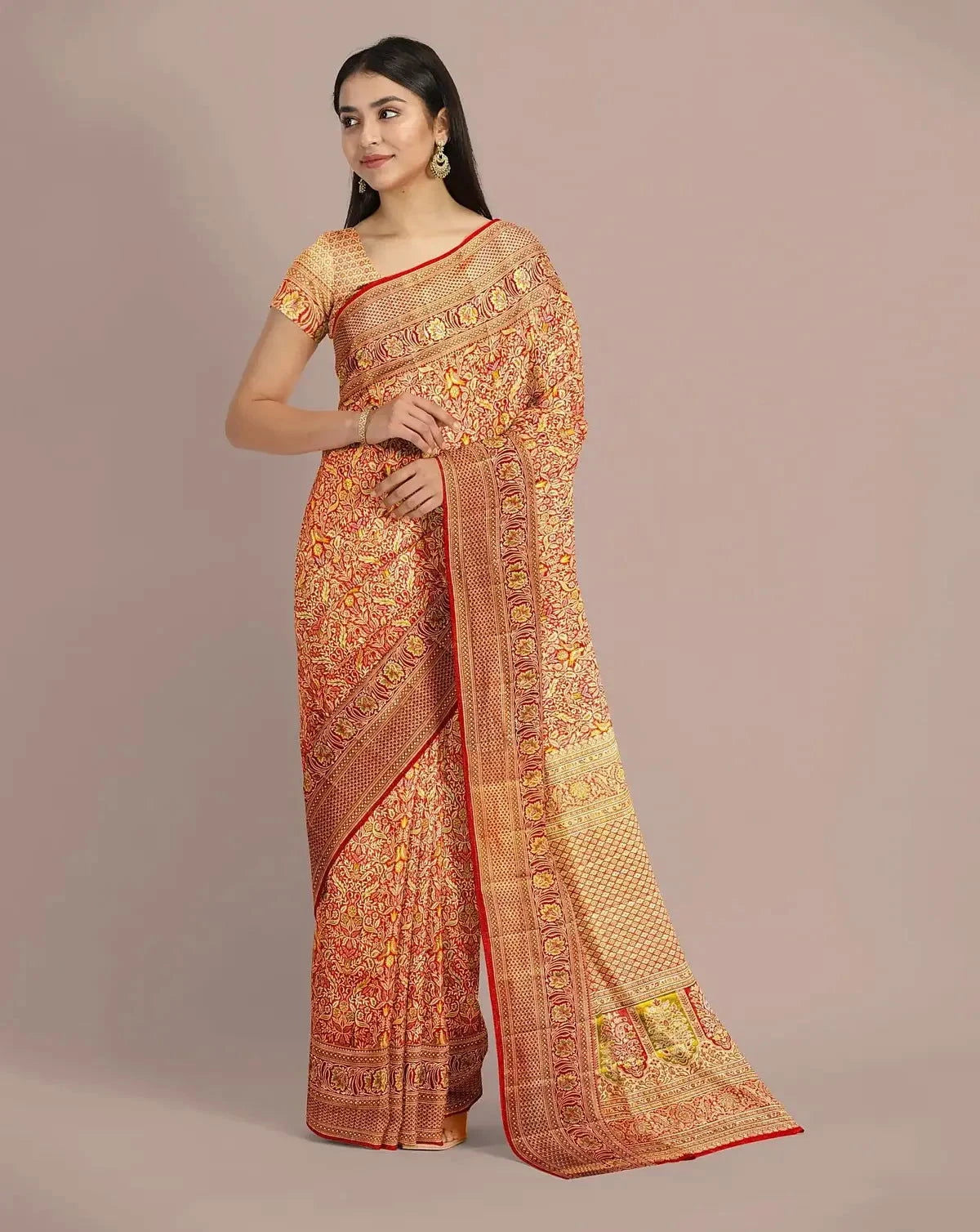 Red Tissue Kanjivaram Saree - Pallodstore